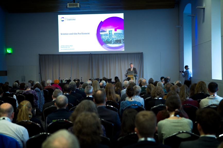 Keynote speaker Ivan McKee, the Scottish Minister for Business, Trade, Tourism and Enterprise, talks at the Science and the Parliament event