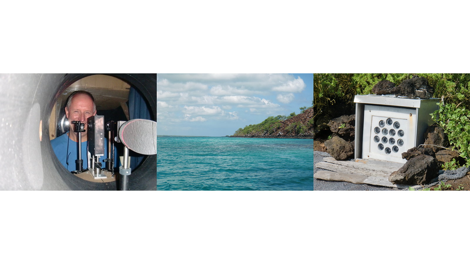 A photo collage of Professor John Plane, the sea and machinery