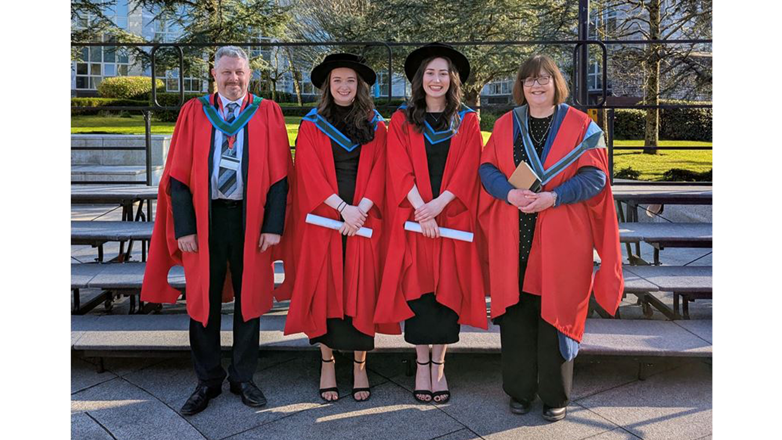 Professor Anita Maguire and others wearing graduation gowns