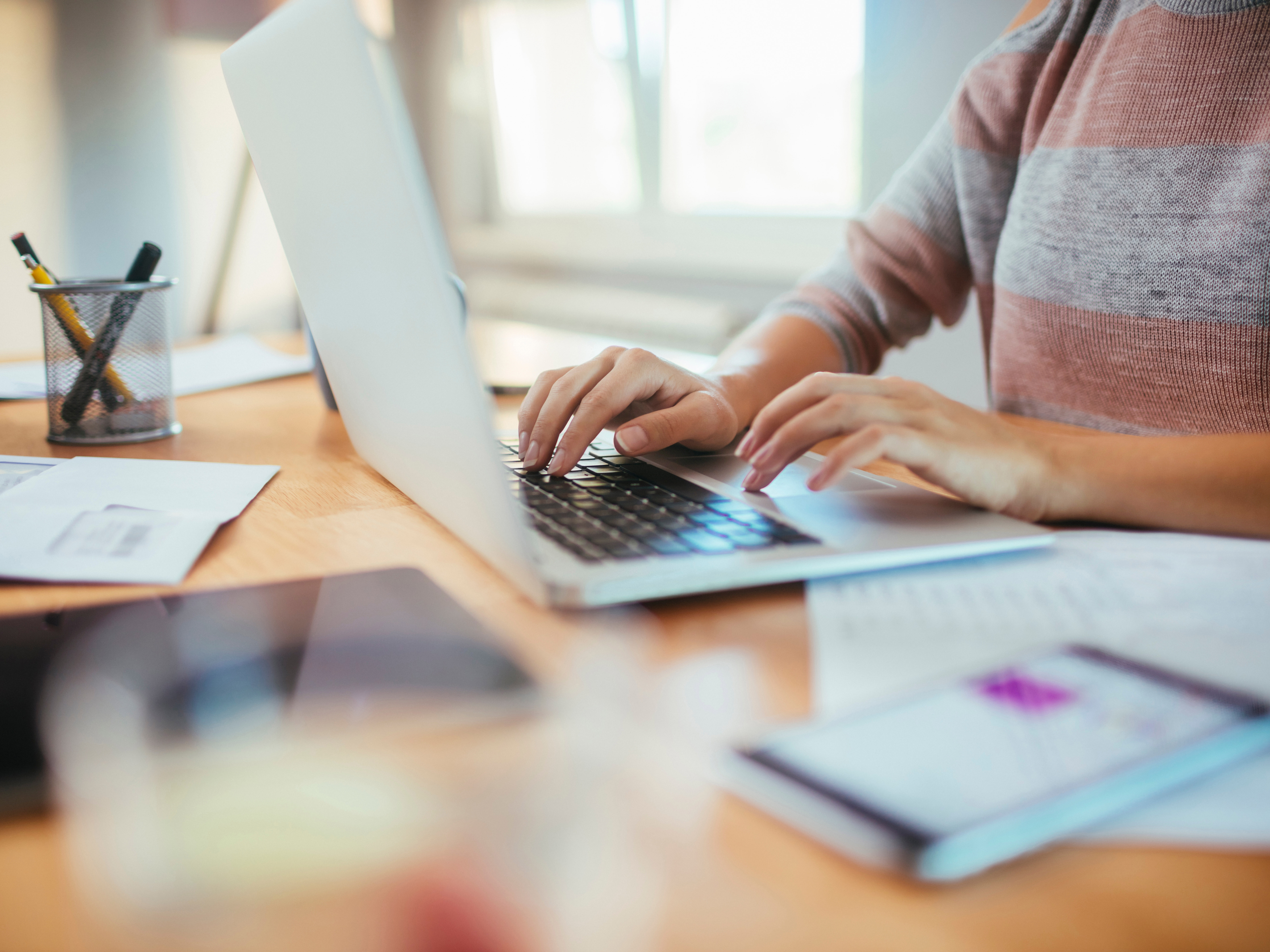 woman working from home on her laptop