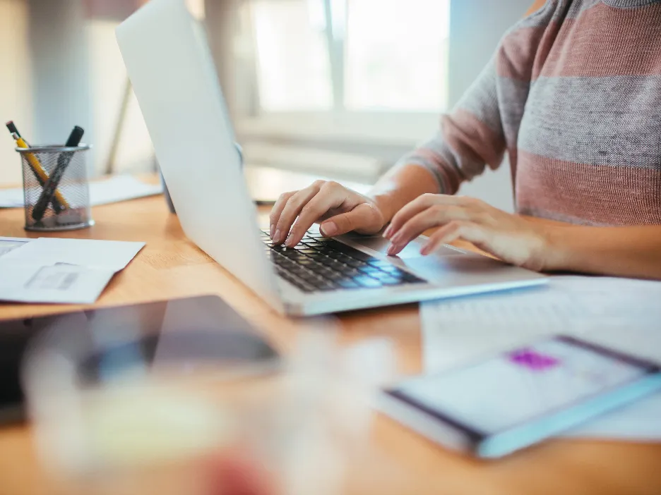 woman working from home on her laptop