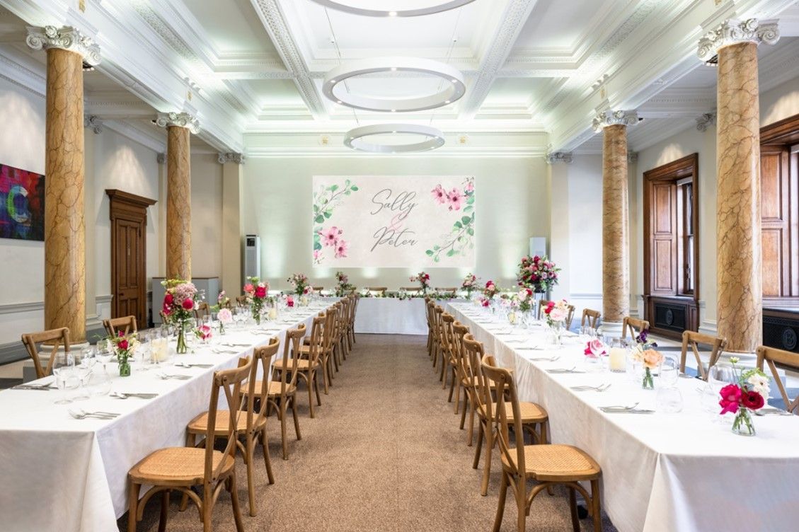 Wedding tables set up in Science Room