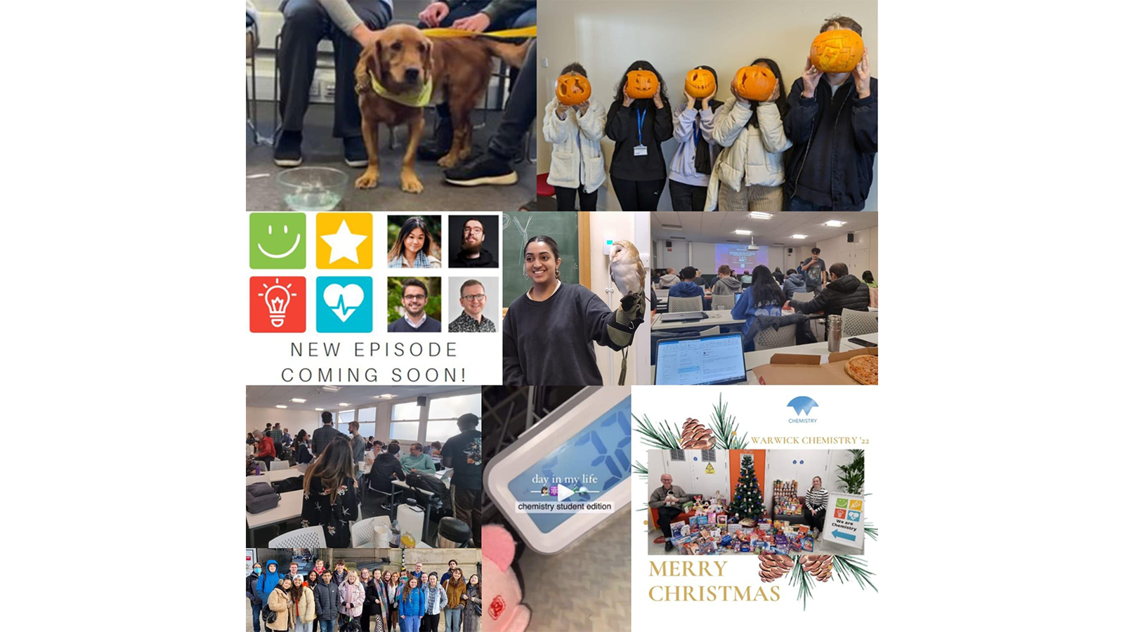 A collage of photos of people at network events run by We Are Chemistry