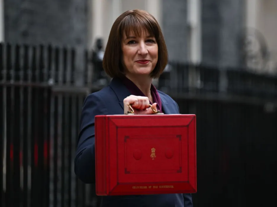 Rachel Reeves uk chancellor of the exchequer outside number 11 Downing Street on budget day 2024
