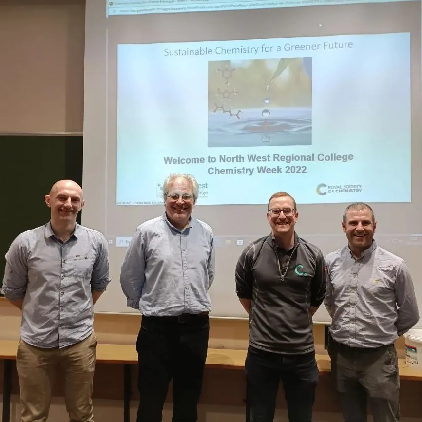 Organisers pose and smile as they welcome students to Chemistry Week 2022