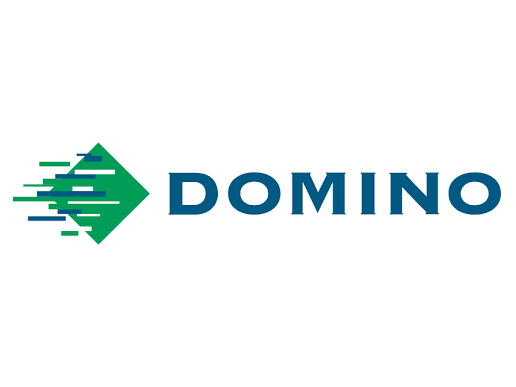 a logo for domino printing services