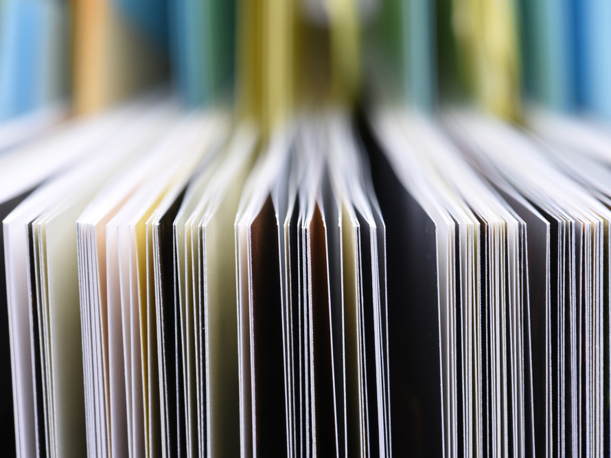 Closeup of the edge of open book pages