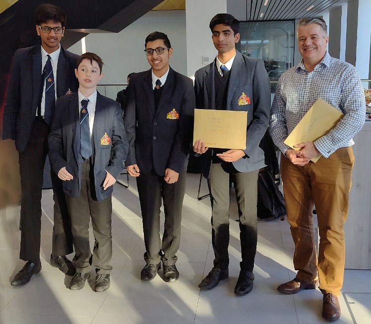 The winning team from King Edward's School for Boys (Edgbaston)  with their certificates The winning team from King Edward's School for Boys (Edgbaston)  with their certificates