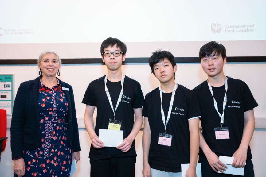 The team from Harrow School pose after finishing in joint-third