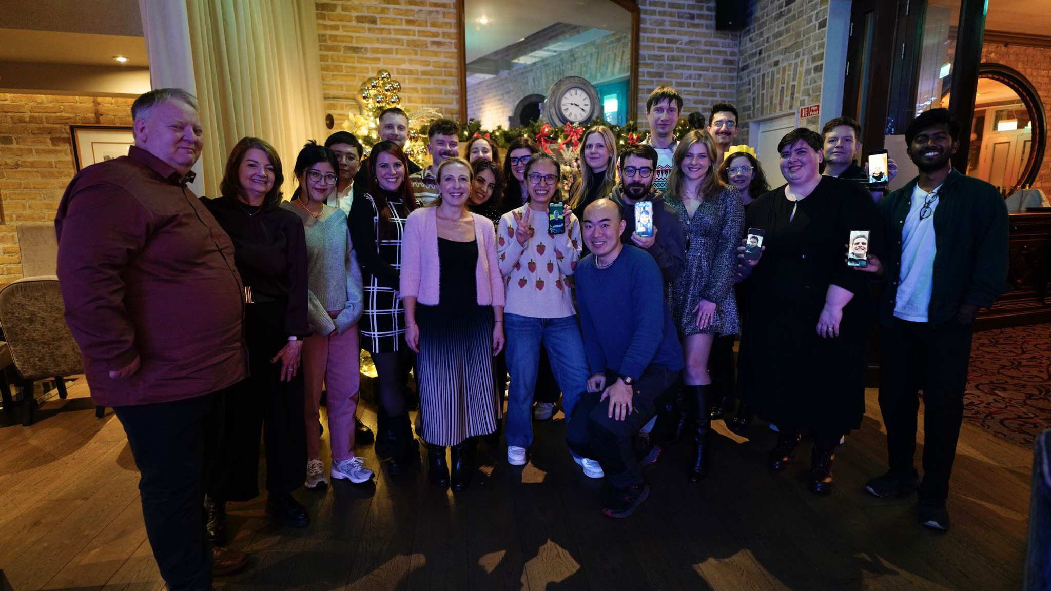 Professor Valeria Nicolosi posing with a large group of others