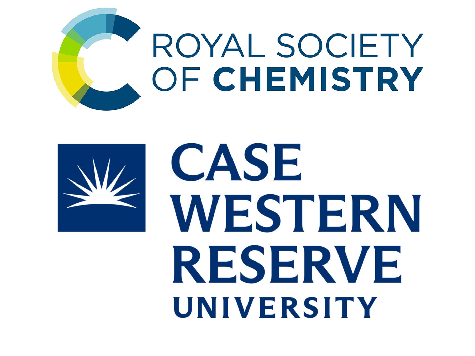 The Royal Society of Chemistry logo sits above the four-line Case Western Reserve University logo on a white background The Royal Society of Chemistry logo sits above the four-line Case Western Reserve University logo on a white background