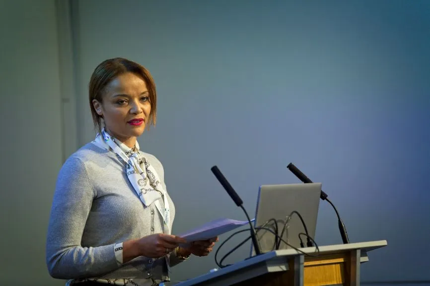 Second keynote speaker Dr Susie Mitchell addresses the crowd