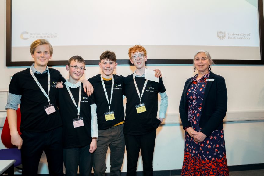 The team from Madgalen College School pose after coming sixth