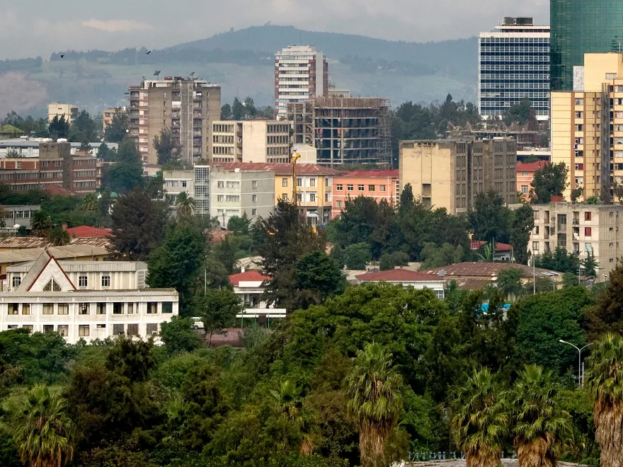 Image showing tall buildings and trees around Addis Ababa in Ethiopia