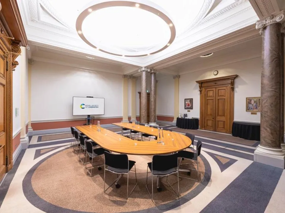 Fish room with conference table and screen at Burlington House