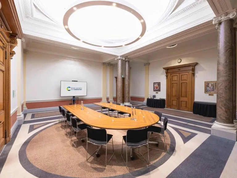 Fish room with conference table and screen at Burlington House