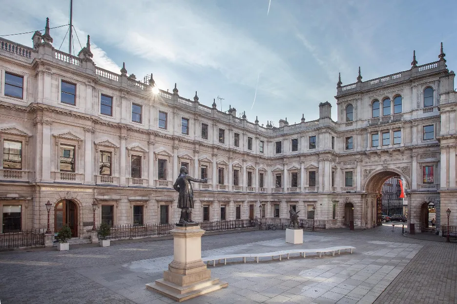 A landscape photograph of the Burlington House courtyard during the day