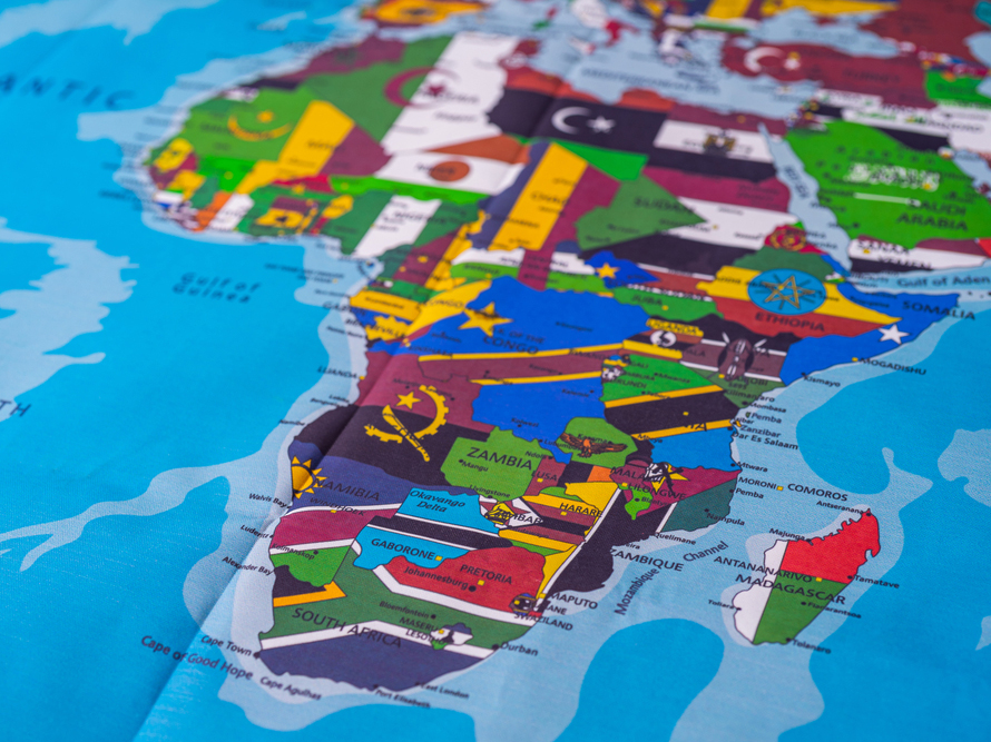 Africa flags on the map