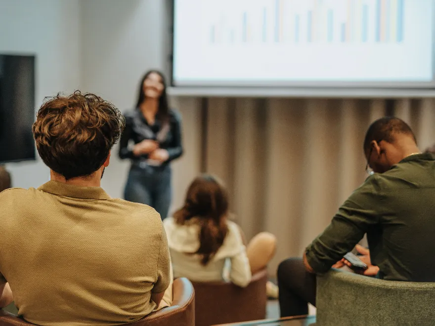 A group of business team attending seminar or training