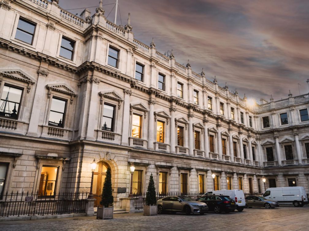 RSC Burlington House courtyard at twilight