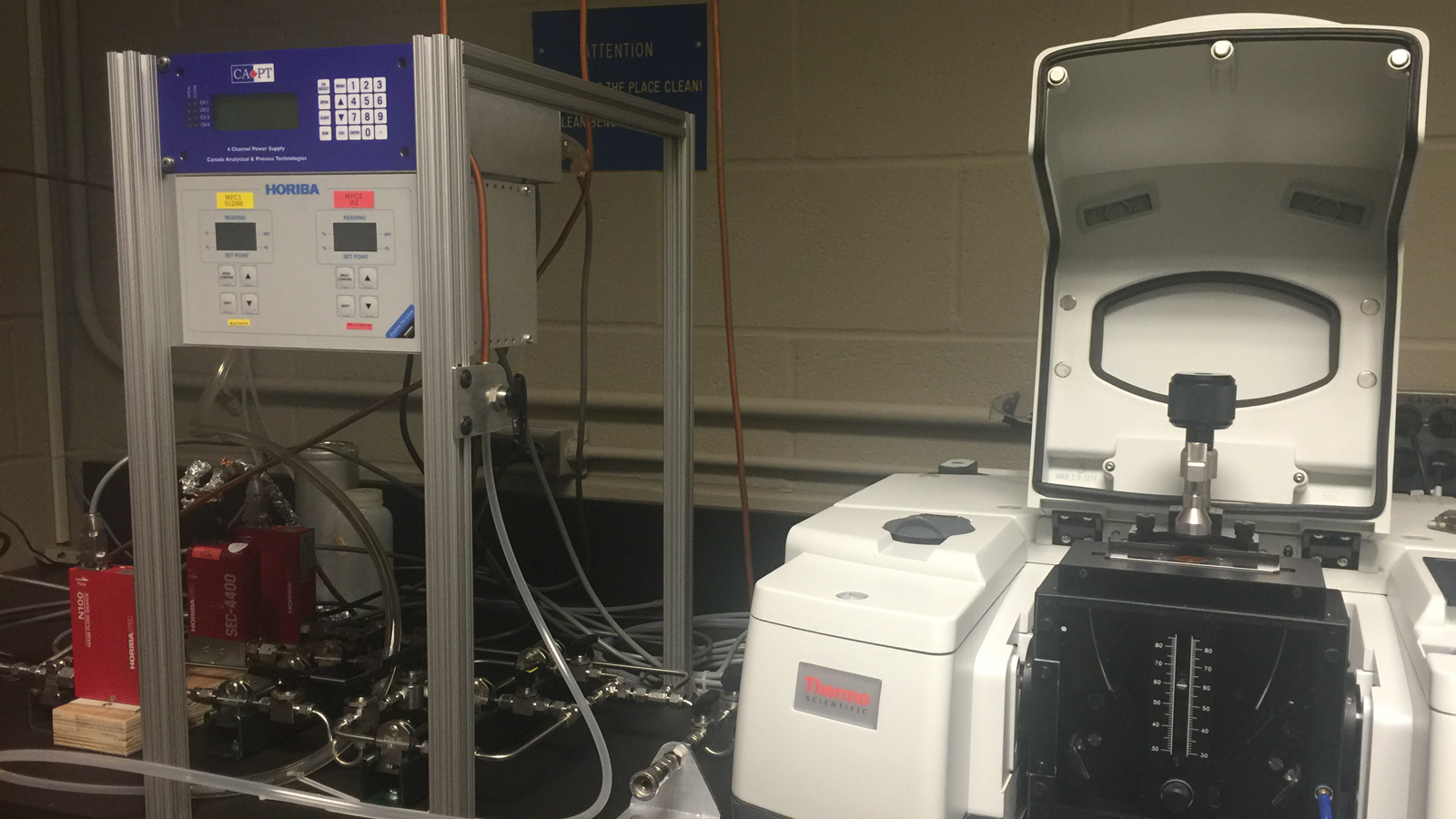 Gas-phase Heterogeneous Catalysis for Solar Fuels Research's machinery in their lab